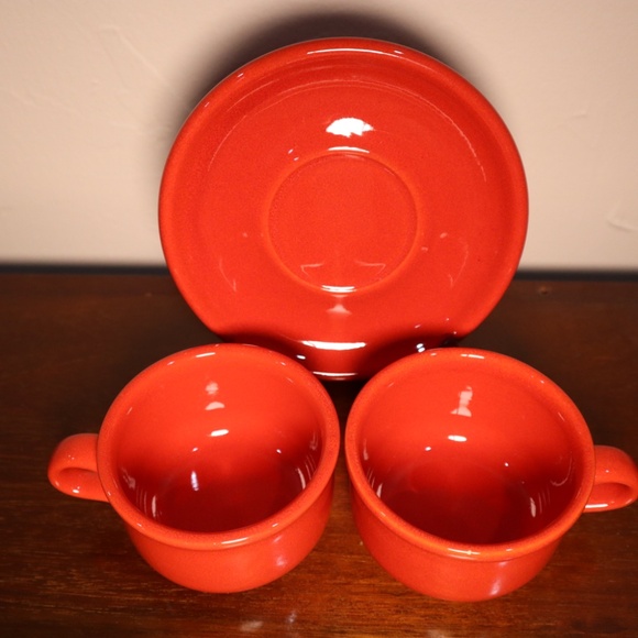 Vintage Waechtersbach Red West Germany 2 Cups and 1 Saucer; dimensions in pics - Picture 2 of 6